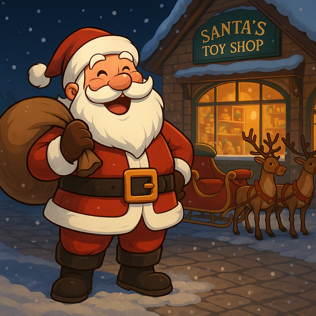 Jolly Santa beside the sleeps-to-Christmas 2025 live countdown